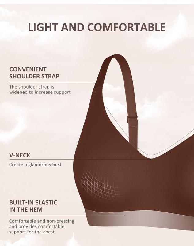 FeelinGirl WIRELESS Bra  Women's Bra Comfort  Bralettes non-underwire with three rows of buckle  & convenient straps Bra  Seamless   Bra